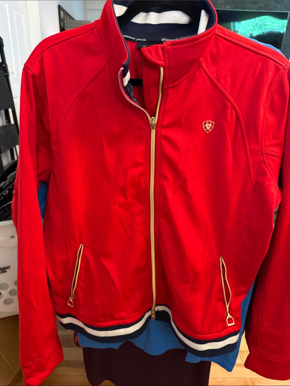 Ariat Red Track Jacket with Gold Trim